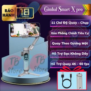 Tay cầm chống rung, gậy Gimbal Smart X PRO chống rung quay phim, quay vlog, chống rung cực tốt, thiết bị quay video cho máy ảnh, điện thoại, nhận dạng khuôn mặt, độ chính xác cao, ổn định hơn, chuyển cảnh nhanh chóng, kèm gậy quay vlog giá sỉ