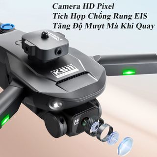 Flycam mini KS11 động cơ không chổi than - 2 camera quay phim chụp ảnh ful HD, Plycam điều khiển từ xa có cảm biến va chạm, Dung lượng pin trâu
