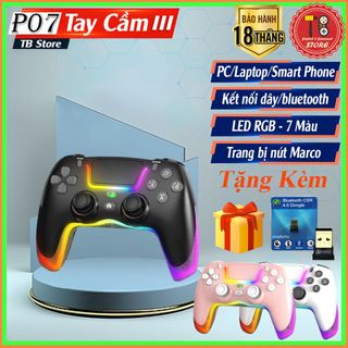 Tay cầm P07 Pro trang bị LED RGB full màu - hỗ trợ PC/Laptop/Smart Phone, Chế độ rung siêu chân thật, Tay cầm chơi game không dây chính hãng giá sỉ