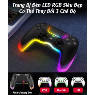 Tay cầm P07 Pro trang bị LED RGB full màu - hỗ trợ PC/Laptop/Smart Phone, Chế độ rung siêu chân thật, Tay cầm chơi game không dây chính hãng