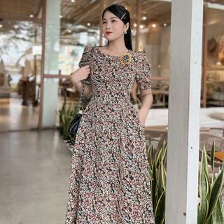 [HCM] Đầm xòe hoa nhí gắn hoa dễ thương D089 - Khánh Linh Style - Ladyfashion