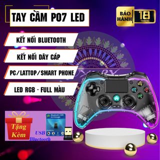 Tay cầm P05 LED RGB siêu rung - kết nối bluetooth hỗ trợ PC/Laptop/Smart Phone, Tay Cầm chơi game FO4, LMHT
