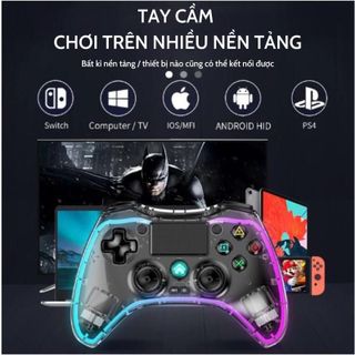 Tay cầm P05 LED RGB siêu rung - kết nối bluetooth hỗ trợ PC/Laptop/Smart Phone, Tay Cầm chơi game FO4, LMHT
