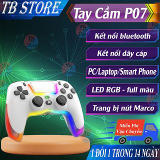 Tay Cầm Chơi Game P07 - LED RGB - Kết Nối Bluetooth, Dây TypeC hỗ trợ PC/Laptop/Smart Phone, Rung siêu mạnh tạo cảm giác chân thật khi chơi game