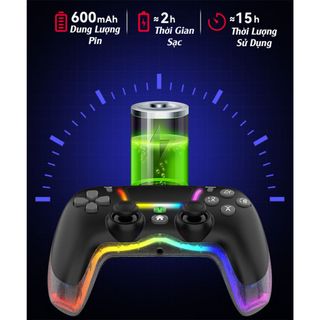 Tay Cầm Chơi Game P07 - LED RGB - Kết Nối Bluetooth, Dây TypeC hỗ trợ PC/Laptop/Smart Phone, Rung siêu mạnh tạo cảm giác chân thật khi chơi game