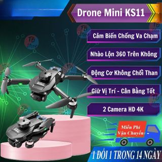 Máy bay flycam KS11, Máy báy điều khiển 4 cánh tầm bay xa, Flycam giá rẻ động cơ không chổi than, Cảm biến tránh vật cản, dễ dàng cho người mới chơi
