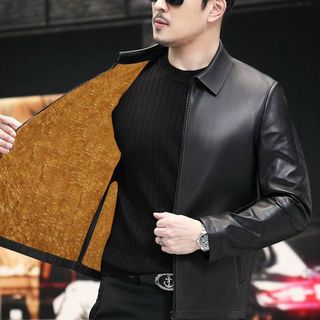 ÁO KHOÁC DA NAM LÓT LÔNG CÓ CỔ PHONG CÁCH LỊCH LÃM AD33 - PHL
