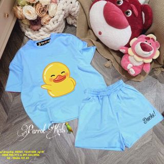 Hàng Sỉ SGBộ cộc tay, cho cả mẹ và bé, thun cotton cao cấp, quần đùi, in hình vịt - top1dropship_00264_16341608_sg1