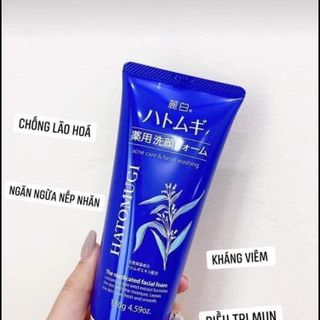 Sữa rửa mặt Hatomugi Xanh Nhật bản 130gr da dầu, mụn