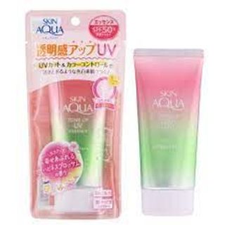 Kem chống nắng skin aqua SPF 50+ Hồng nâng tone trắng hồng