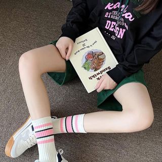 Combo 10 đôi tất cao cổ phối kẻ sắc màu