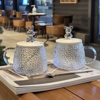 Cốc thuỷ tinh nắp gấu kèm thìa