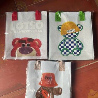 1 sét 3 cái. Túi xách nữ, Túi đeo chéo đựng hộp cơm In Họa Tiết Hoạt Hình Dễ Thương