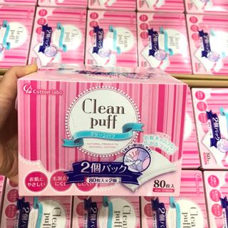 Bông Tẩy Trang Clean puff sét 2 hộp 80 miếng Nhật giá sỉ