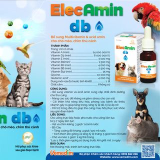 ElecAmin db - Bổ sung Multivitamin & acid amin cho chó mèo, chim thú cảnh 20ml/chai giá sỉ