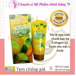 Tẩy Tế Bào Chanh Bạc Hà Collagen X3 Loại Bỏ Tế Bào Chết Giúp Da Mịn Màng Tuýp 200ml - Công ty Đông Anh giá sỉ