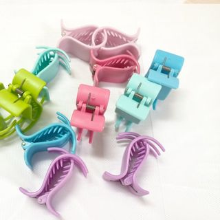 1 LỐC KẸP CÀNG CUA 5 CHẤU MIX MÀU KIỂU VUÔNG (12 CÁI)