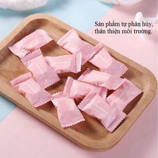 Bịch 100 viên khăn giấy nén hình viên kẹo bỏ túi khi đi du lịch, 50 viên khăn lau mặt dạng nén dùng một lần siêu tiện lợi - khăn nén giá sỉ