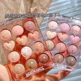 Phấn mắt Herorange tim 12 ô có 2 số