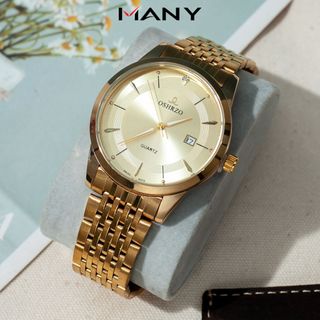 Đồng hồ nam OSHRZO mặt to tròn nam tính - Đồng hồ quartz đeo tay nam dây kim loại nhiều màu