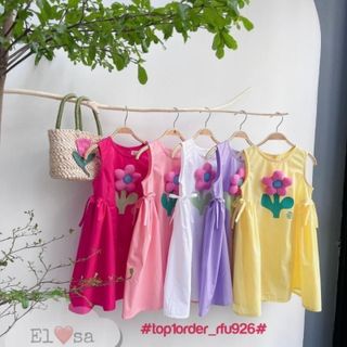 Buôn sỉ HN  Đầm cho bé gái thêu hình bông hoa, size nhí - đại, -S2