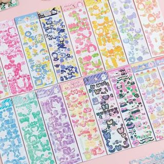 hình dán sticker mèo thỏ bling cute dễ thương làm DIY, decor toploader