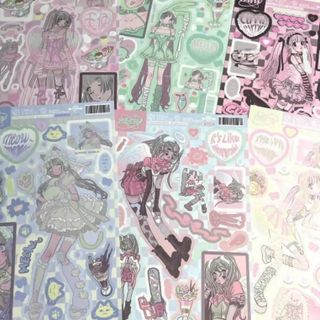sticker hình nhân vật cô gái girl anime phong cách lolita y2k hãng DOMI Hàn