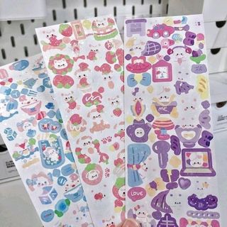 hình dán sticker động vật mèo thỏ dễ thương decor toploader, làm diy