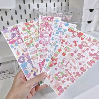hình dán sticker động vật mèo thỏ dễ thương decor toploader, làm diy