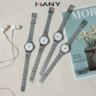 Đồng hồ nữ Timele mặt tròn thời trang - Đồng hồ đeo tay nữ dây lưới thép không gỉ