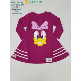 Váy bé gái chất nỉ da cá,dài tay,in micky, màu tím,size bé 2t-10t, M1215M1 giá sỉ