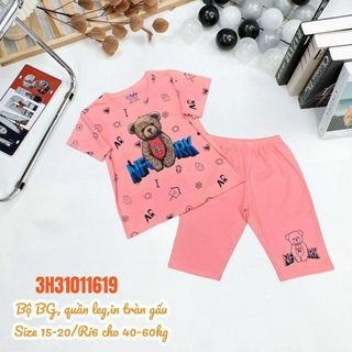 Bộ đồ nữ áo phông in hình gấu,quần legging set đồ nữ siêu đẹp hàng hot nhất hè này size 15-20 (40-60kg)