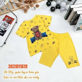 Bộ đồ nữ áo phông in hình gấu,quần legging set đồ nữ siêu đẹp hàng hot nhất hè này size 15-20 (40-60kg)