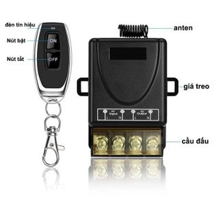Công tắc điều khiển từ xa 12 - 48v rf 100M 10A Xuyên tường có nút học lệnh