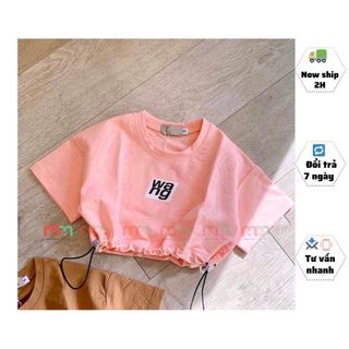 Áo croptop bé gái dây rút, thun cotton mềm mịn co dãn, 12-56kg, Top1Kids_211100_sg2