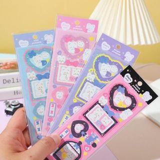 hình dán sticker chủ đề gấu viền khung lấp lánh bling dễ thương cute