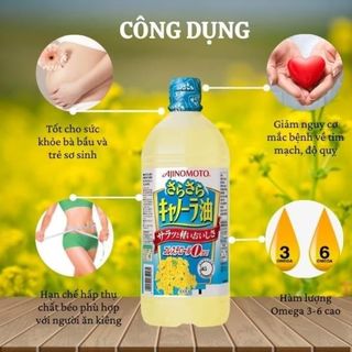 Dầu ăn hoa cải Ajinomoto Nhật bản nguyên chất 1 Lít, 4902590852181, hợp tác phân phối bởi Top1Food