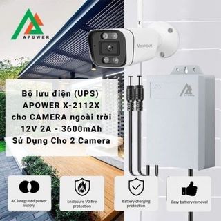 Bộ lưu điện (UPS) APOWER X-2112X cho CAMERA ngoài trời 12V 2A - 3600mAh (Dùng được cho 2 camera) giá sỉ