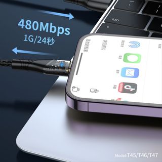 Cáp sạc nhanh Sendem T46 PD27W có đèn hiển thị sạc nhanh chân IPhone