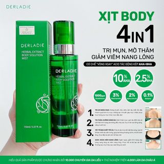 XỊT MỤN LƯNG DERLADIE HERBAL EXTRACT BODY SOLUTION MIST 150ML giá sỉ