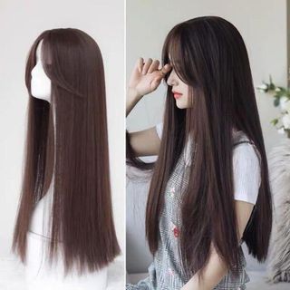 Tóc Giả Nguyên Đầu Hai Mái Hất Thẳng (Tặng Kèm Mũ Lưới) ,, top1wow_083992