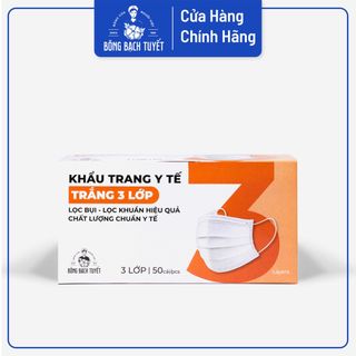 (ALO  GIÁ TỐT) 1THÙNG (50 HỘP) KHẨU TRANG BÔNG BẠCH TUYẾT (TRẮNG/3LỚP) giá sỉ