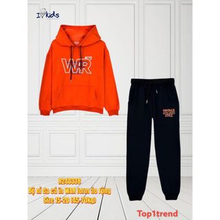 ☘️ Hàng sỉ HN ☘️ Mã SP:R240338-Bộ nỉ da cá, mũ chữ War Chất liệu: da cá dệt, không xù , lì vải.Size:15-20(40kg-65kg)