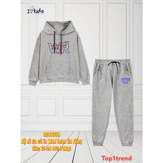 ☘️ Hàng sỉ HN ☘️ Mã SP:R240338-Bộ nỉ da cá, mũ chữ War Chất liệu: da cá dệt, không xù , lì vải.Size:15-20(40kg-65kg)