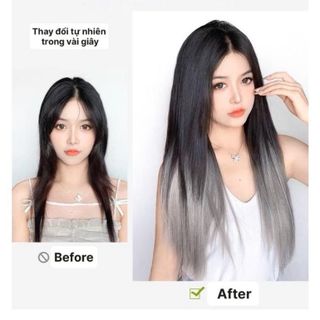 Tóc Giả Kẹp V Thẳng Ombre Ghi Khói Dài 40-50cm  ,, top1wow_083992