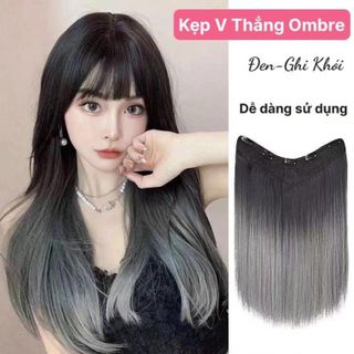 Tóc Giả Kẹp V Thẳng Ombre Ghi Khói Dài 40-50cm  ,, top1wow_083992