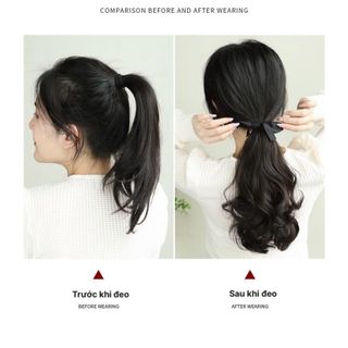 Tóc cột xoăn ngắn tư nhiên- Tóc giả đuôi ngựa xoăn dài 35cm , top1wow_083992