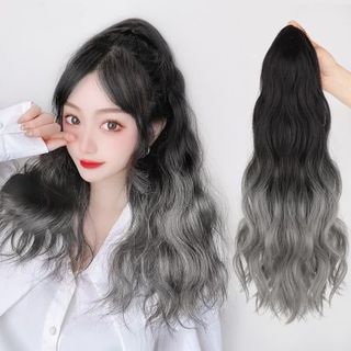Tóc giả ngoạm đuôi nhuộm Ombre đen ghi khói Hàn Quốc ,, top1wow_083992