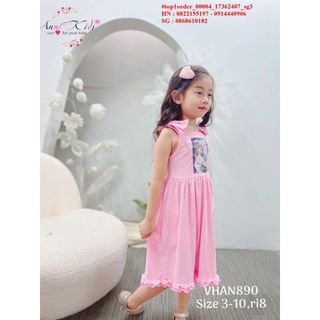 HÀNG SỈ HN Váy bé gái elsa 2 nơ, gấu bèo, thun cotton, size 3-10, top1order_00004_17362407_sg3 giá sỉ