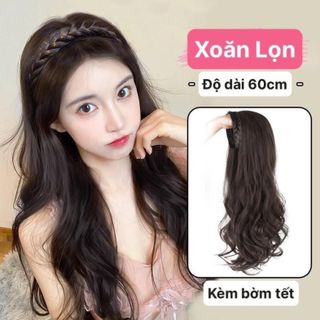 Bộ Tóc Giả Nửa Đầu Xoăn Lọn, Có Gắn Bờm Tóc Giả - Tóc Giả Nửa Đầu Xoăn Lọn Dài 60cm  ,, top1wow_083992